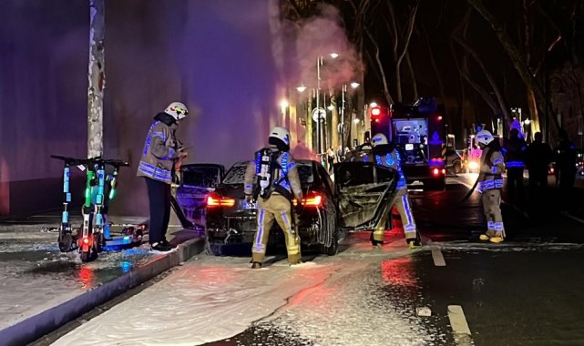 Beşiktaş'ta olaylı gece: Lüks aracının yandığını görünce önce ağladı, sonra kavga etti
