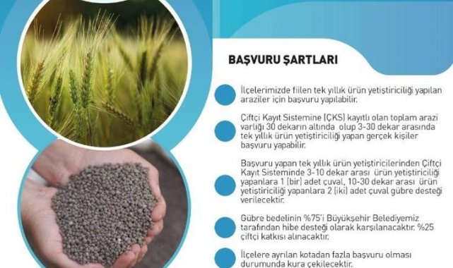 Büyükşehirin gübre desteği başvurusu 5 Nisan'a uzatıldı
