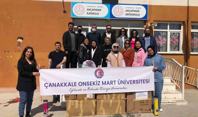 ÇOMÜ gönüllülerinden Akçapınar Ortaokulu'na destek