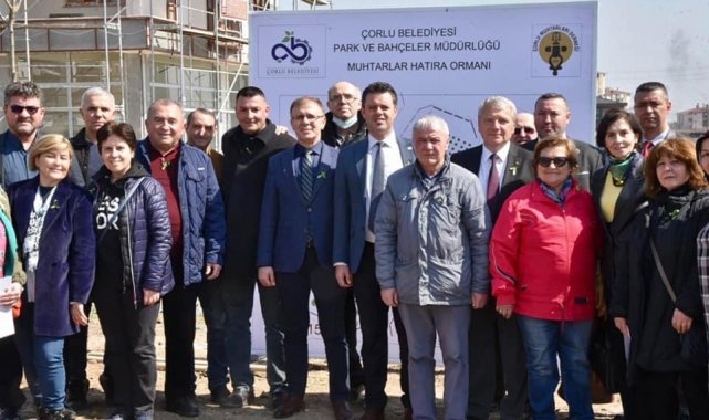 Çorlulu muhtarlardan hatıra ormanı