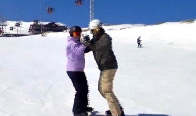 Erciyes&#039;te kayakla dans ettiler