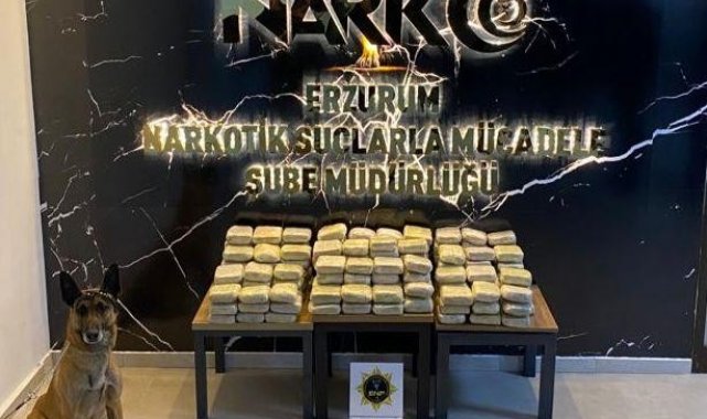 Erzurum'da valiz içinde 103 kilo 550 gram eroin ele geçirildi