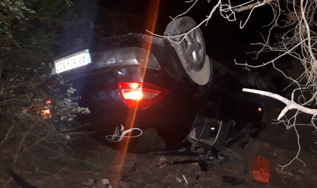 Fethiye&#039;de otomobil uçuruma yuvarlandı