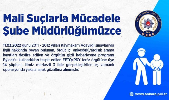 FETÖPDY terör örgütü üyelerine operasyon: 14 gözaltı