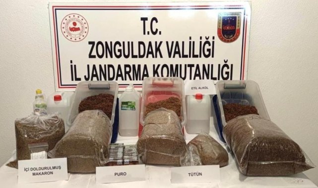 Jandarma tütün ve etil alkol ele geçirdi