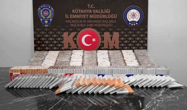 Kütahya'da 16 bin 220 adet makaron ele geçirildi