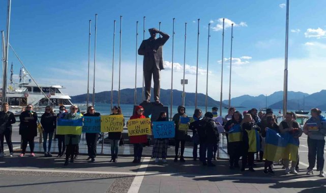 Marmaris'te yaşayan Ukraynalılar Putin'e 'dur' dediler