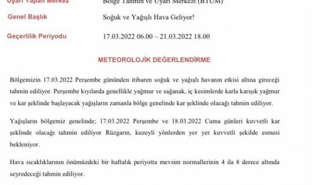 Meteoroloji uyardı, soğuk ve yağışlı havalar geliyor