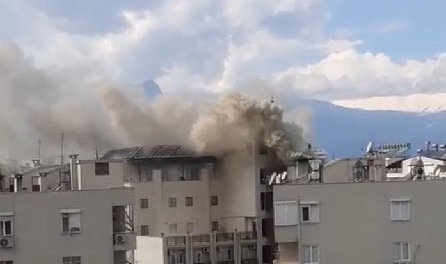 Otel bacasında çıkan yangın korkuttu