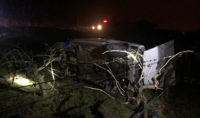 Otomobil üzüm bağına uçtu: 1 yaralı