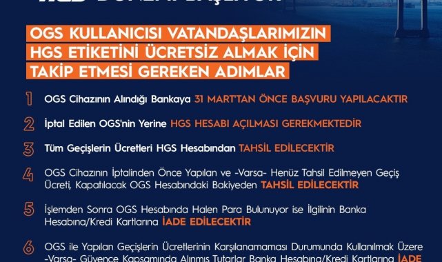 Otoyol ve köprülerde başlayan HGS dönemi için OGS kullanıcılarının yapması gerekenler paylaşıldı
