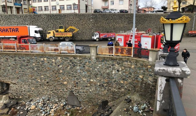 Rize'de dere yatağında mahsur kalan köpek itfaiye ekiplerince kurtarıldı