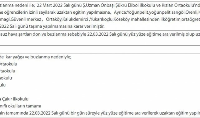 Samsun'da bazı okullarda eğitime kar engeli