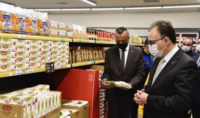 Vali Kızılkaya, marketlerde fahiş fiyat ve stok denetimi yaptı