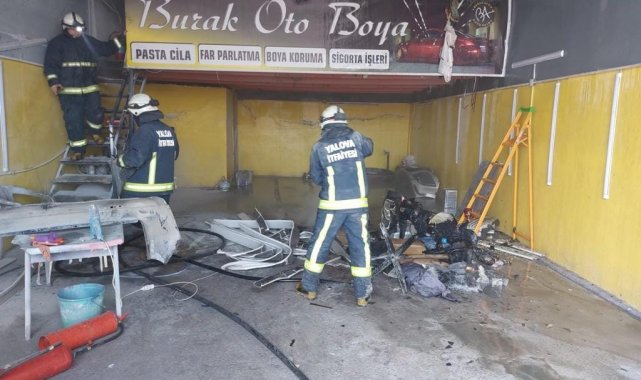 Yalova'da boya atölyesinde korkutan yangın