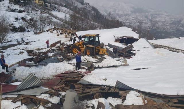 Yoğun kara dayanamayan ahırın çatısı çöktü, 5 koyun telef oldu