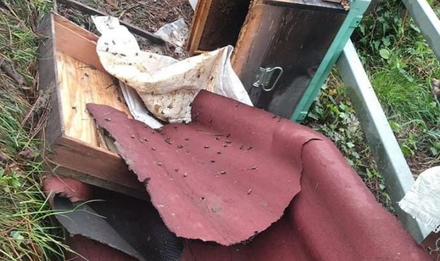 Arı kovanları tahrip edildi