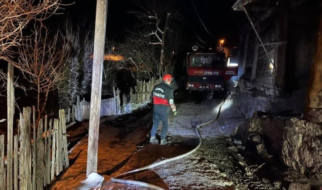 Artvin'de gece çıkan yangında iki katlı ev kullanılamaz hale geldi