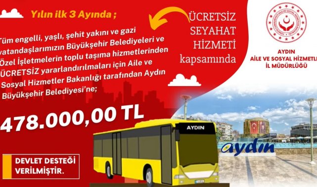 Aydın'a 478 bin TL ulaşım desteği verildi