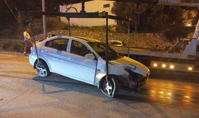 Aydınlatma direğini devirerek durabildi