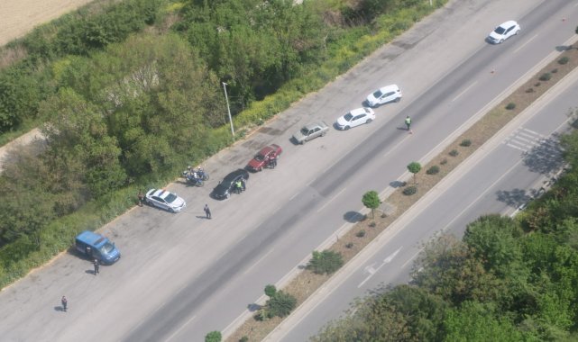 Bayram öncesi Manisa'da helikopterli trafik denetimi