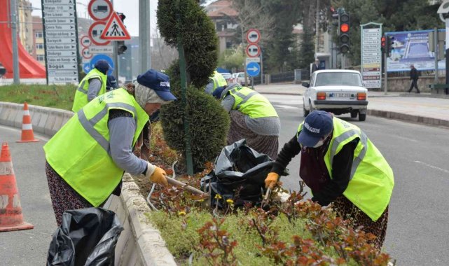 Bozüyük'te yeşil alanlardaki bakım çalışmaları sürüyor