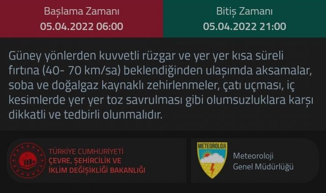 Burdur'da fırtına uyarısı