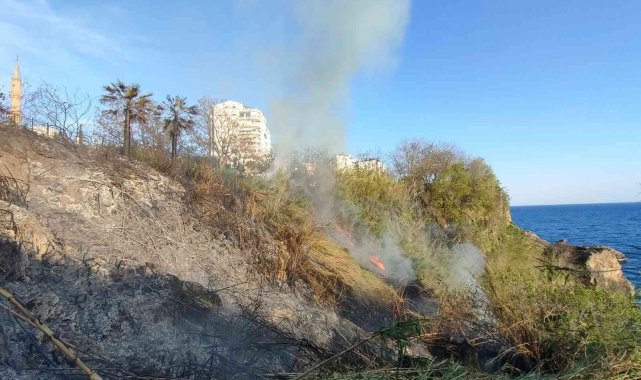 Falezlerde kargılık alandaki yangın korkuttu