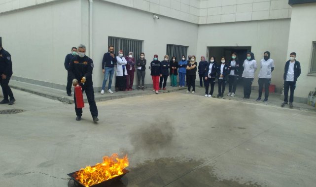 İnebolu'da hastane personeline yangın söndürme eğitimi