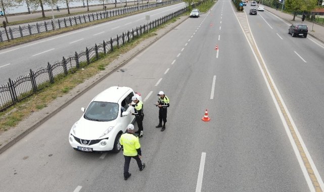 Jandarma ve emniyetten Giresun'da bayram öncesi drone destekli trafik denetimi