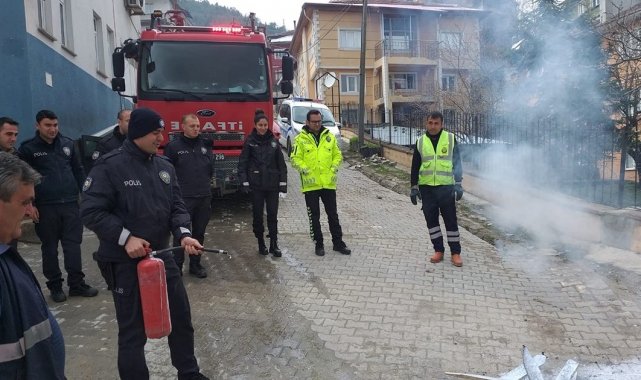 Küre&#039;de polis memurlarına yangın eğitimi