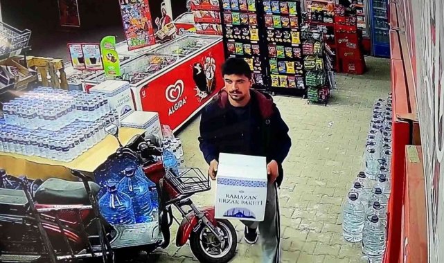 Ramazan kolisini çalan şahıs kamerada
