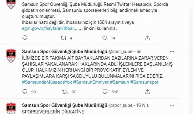 Samsun'da Trabzonspor bayraklarına zarar verenlere ceza