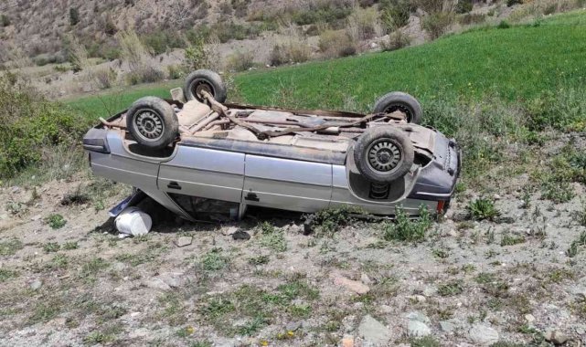 Şarampole yuvarlanan otomobil takla attı: 1 hafif yaralı