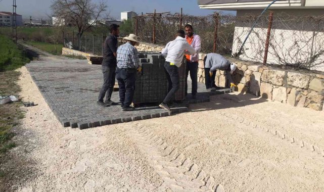 Türmüz Küme Evlerde kilitli parke taşı çalışması