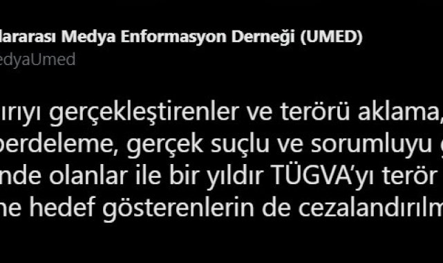 UMED, TÜGVA'ya EYP tipi bomba ile saldırılmasını kınadı