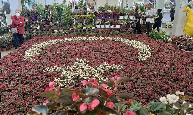 50 metre kare alana bin 500 çiçekli Türk Bayrağı motifi