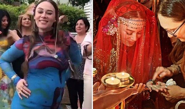 6 aylık hamile Demet Evgar’dan kına gecesi! Karnı burnunda göbek attı