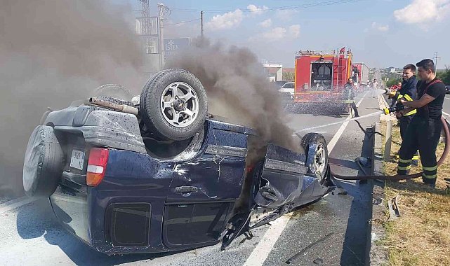 Devrilen cip alev aldı: 1 yaralı