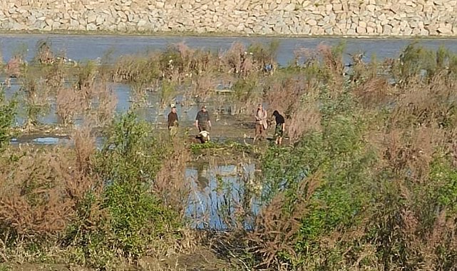 Filyos nehrinde balçığa saplanan inek kurtarıldı