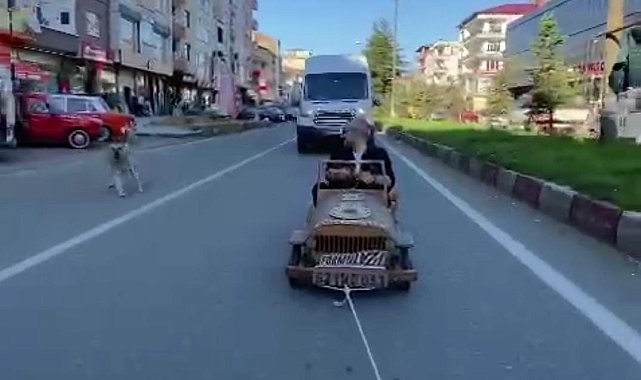 FormuLaz'a özgü tahta arabayla trafiğe çıktı