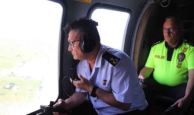 Helikopterli trafik denetiminde sürücüler havadan izlendi
