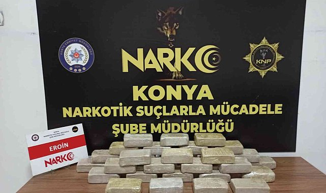 Konya&#039;da 16 kilo 820 gram eroin ele geçirildi