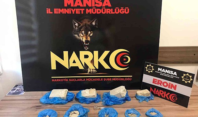 Manisa&#039;da durdurulan araçtan 1 kilo 794 gram eroin ele geçirildi