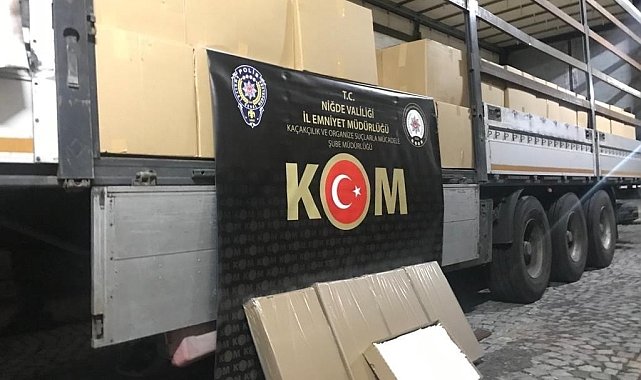 Niğde'de 4 milyon 950 bin adet kaçak makaron ele geçirildi