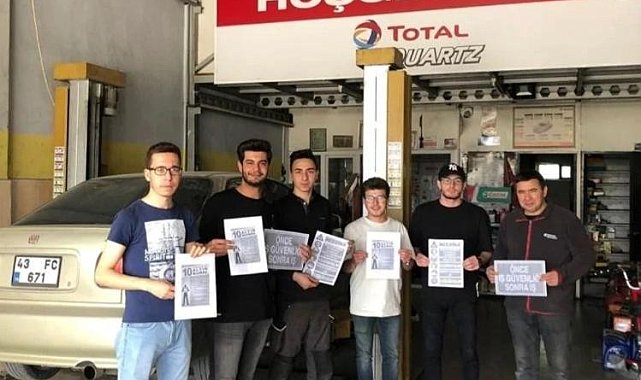 Öğrenciler, sanayi esnafını iş sağlığı ve güvenliği konusunda bilgilendirdi
