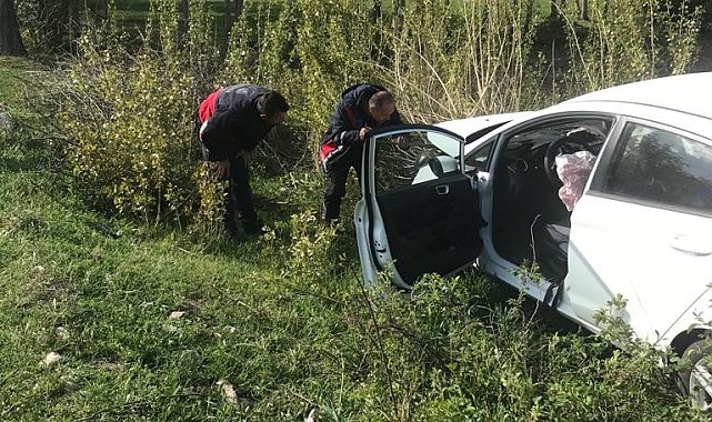 Otomobil tarlaya uçtu: 2 yaralı