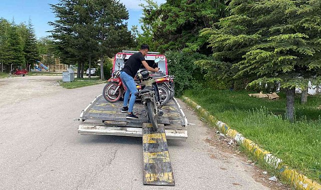 Polis tescilsiz motosikletleri böyle topladı