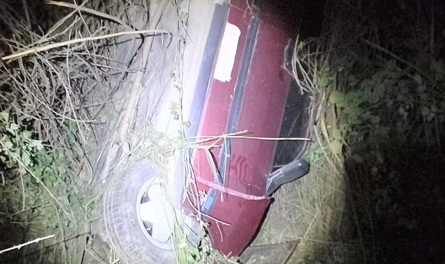 Şarampole yuvarlanan aracın sürücüsü yaralandı