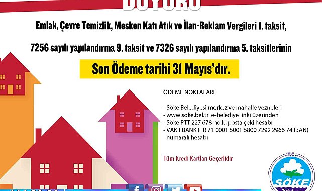 Söke Belediyesi'nden uyarı: "Son gün 31 Mayıs"